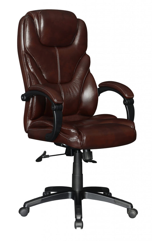 BROWN - UPHOLSTERED CURVED ARM OFFICE CHAIR