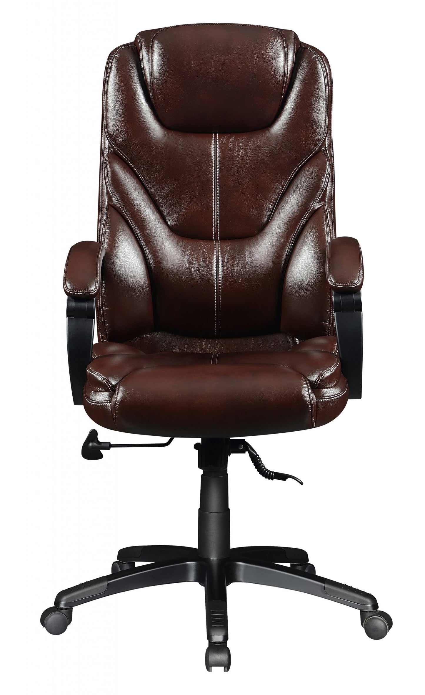 BROWN - UPHOLSTERED CURVED ARM OFFICE CHAIR