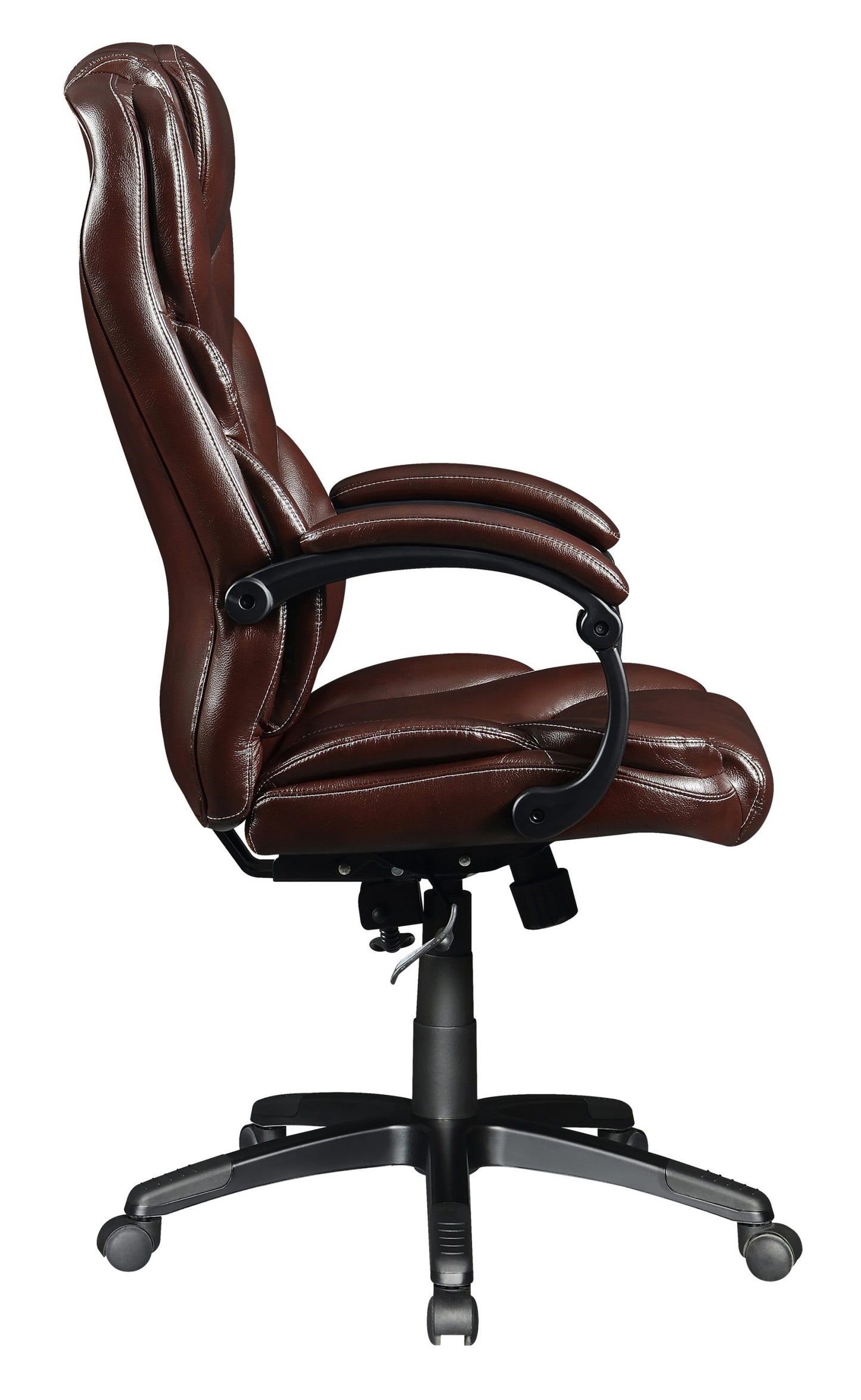 BROWN - UPHOLSTERED CURVED ARM OFFICE CHAIR