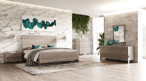 Charlene Modern Grey Elm & Stainless Steel Bedroom Set