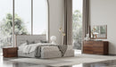 Dustin - Modern Grey Fabric & Walnut Trimmed Bedroom Set