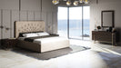 Moontide - Glam Beige Velvet and Brushed Brass Bedroom Set
