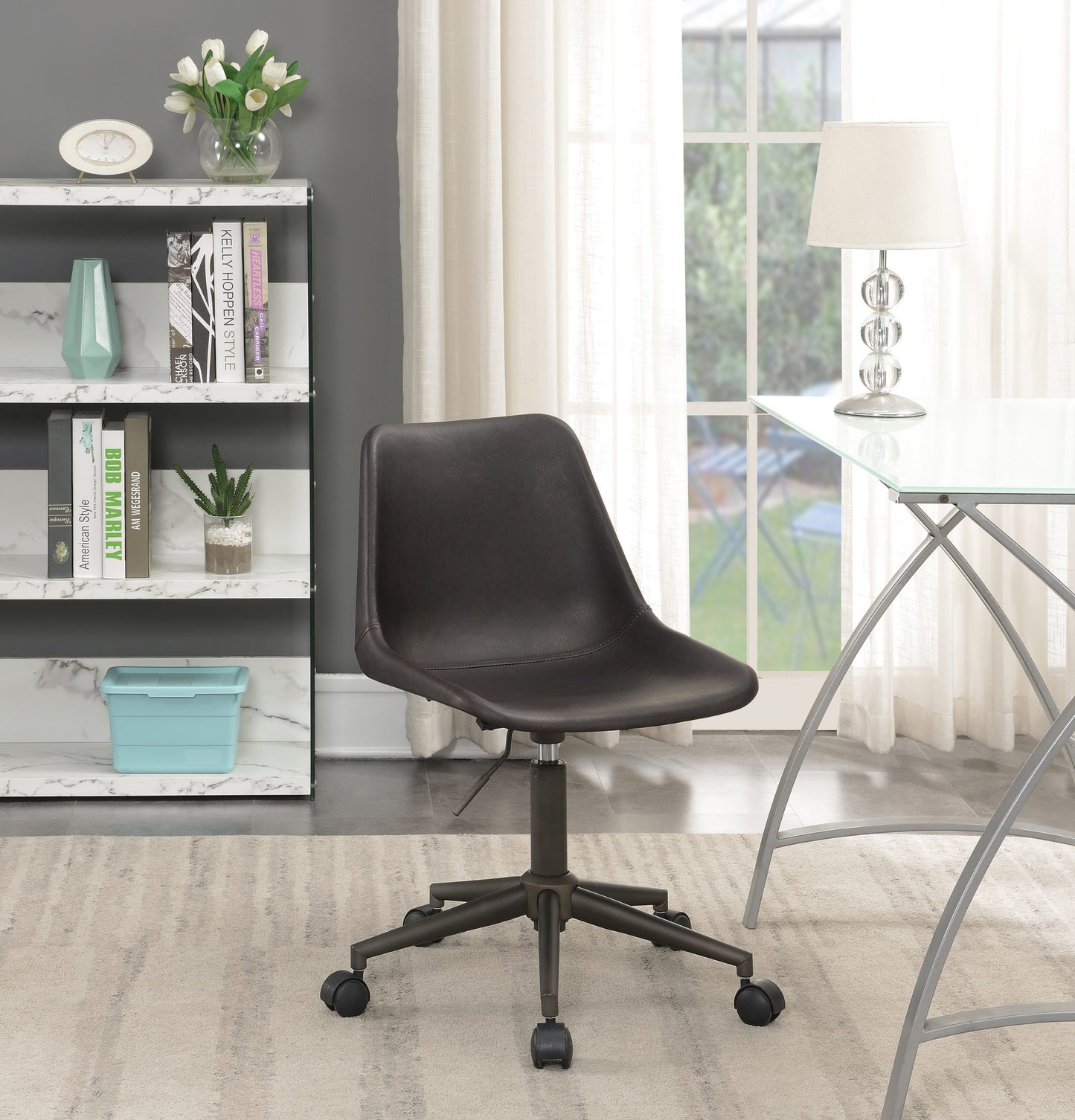 BROWN - ADJUSTABLE HEIGHT OFFICE CHAIR