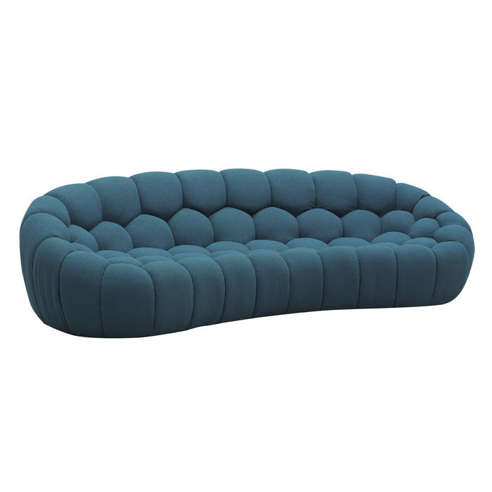 Yolonda - Modern Curved Dark Teal Fabric Sofa