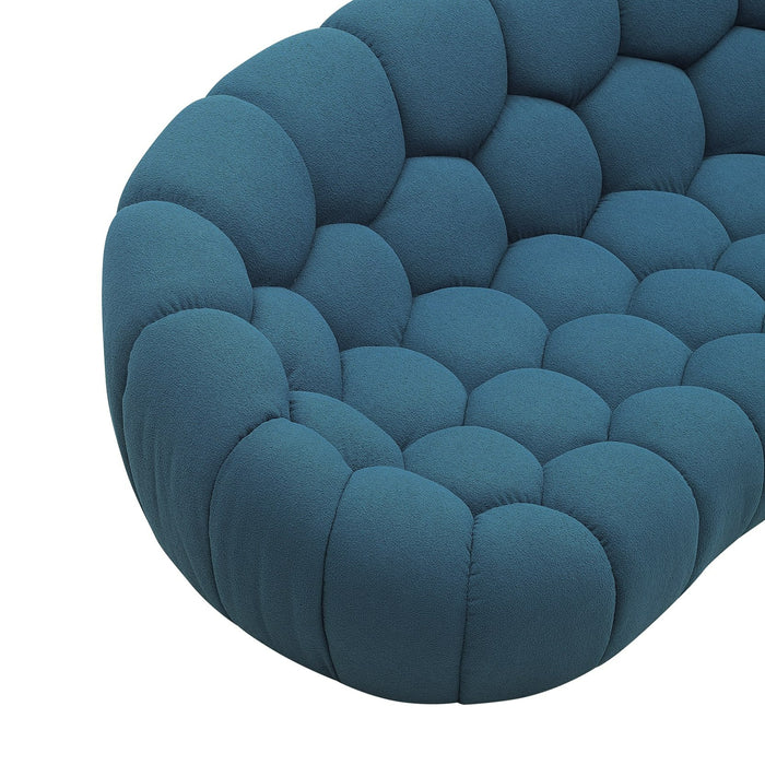 Yolonda - Modern Curved Dark Teal Fabric Sofa