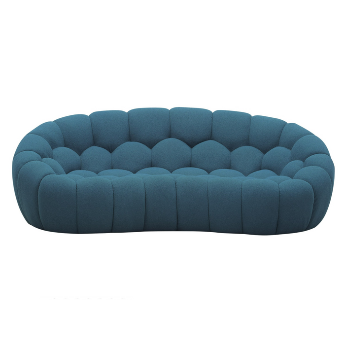 Yolonda - Modern Curved Dark Teal Fabric Loveseat