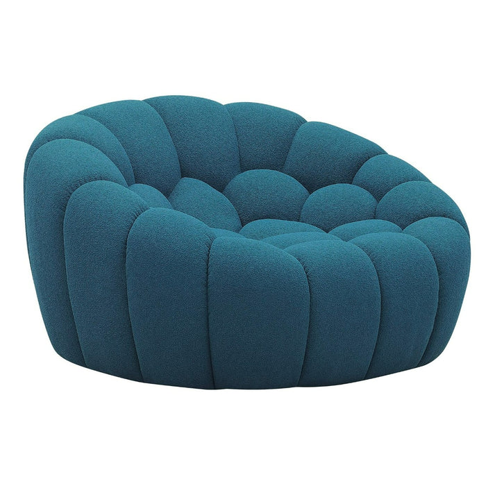 Yolonda - Modern Curved Dark Teal Fabric Sofa Set
