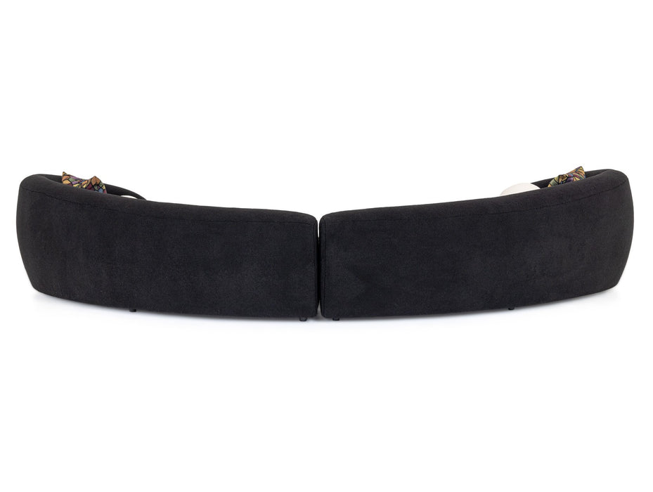 Kilmer Modern Black Curved Fabric Sectional Sofa