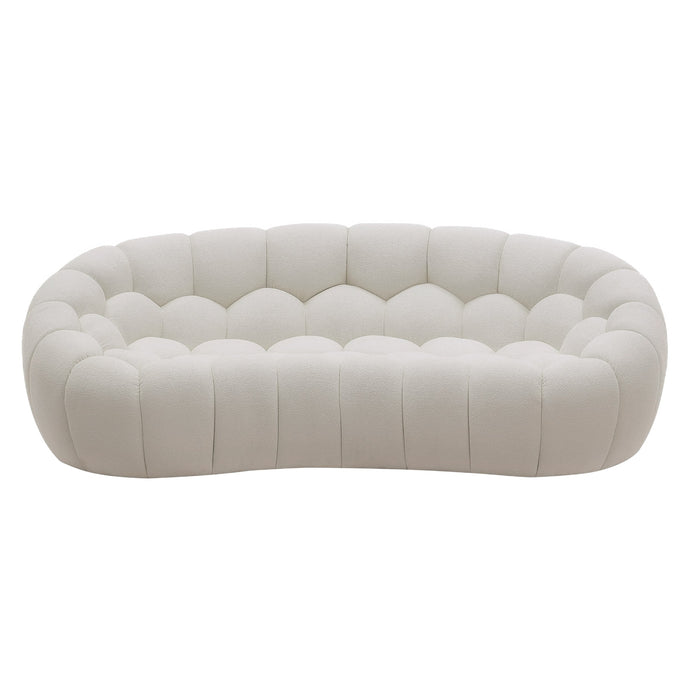 Yolonda - Modern Curved Off-White Fabric Loveseat