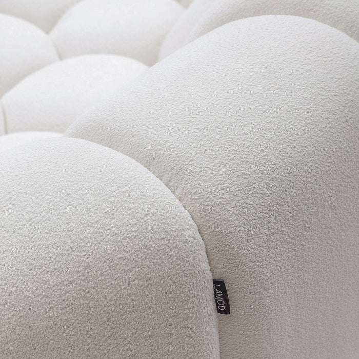 Yolonda - Modern Curved Off-White Fabric Loveseat