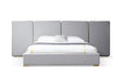 Eastern King Athena - Modern Light Grey Linen + Gold Bed