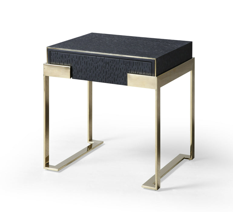 Athena & Rothsay - Modern Grey Fabric + Wenge + Gold Bedroom Set