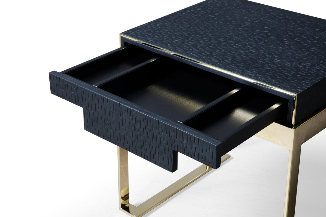 Athena & Rothsay - Modern Grey Fabric + Wenge + Gold Bedroom Set