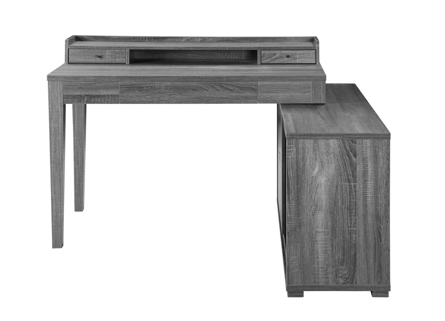 WEATHERED GREY - OFFICE DESK WITH OUTLET