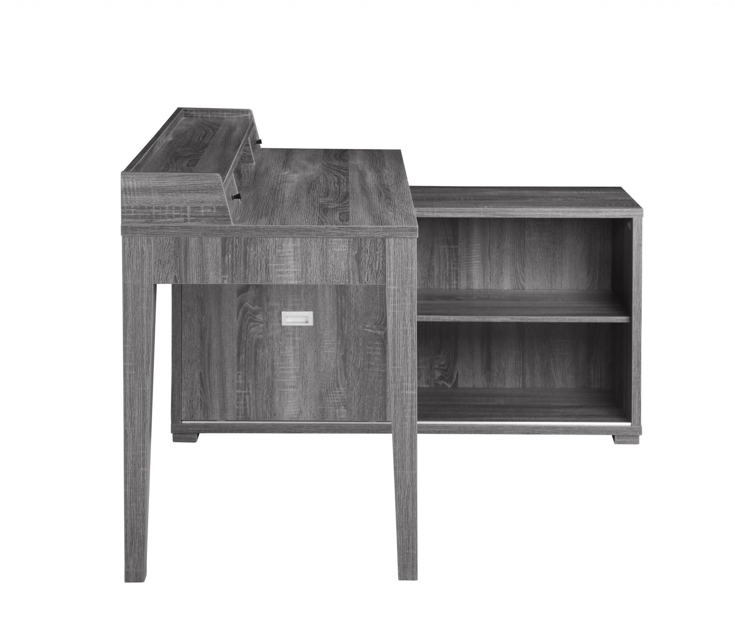 WEATHERED GREY - OFFICE DESK WITH OUTLET