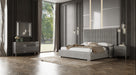 Splendor - Silver & Grey Velvet Upholstered Platform Bed Set