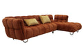 Jacinda - Modern Burnt Orange Fabric Right Facing Sectional Sofa + 2 Yellow Pillows