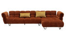 Jacinda - Modern Burnt Orange Fabric Right Facing Sectional Sofa + 2 Yellow Pillows