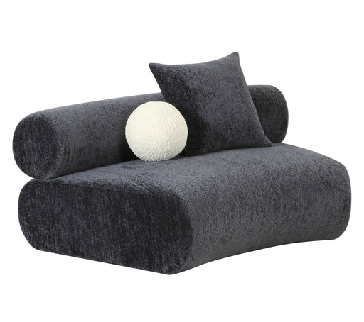 Simpson - Contemporary Dark Grey Fabric Curved Modular Armless Seat with Throw Pillows