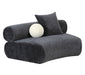 Simpson - Contemporary Dark Grey Fabric Curved Modular Armless Seat with Throw Pillows