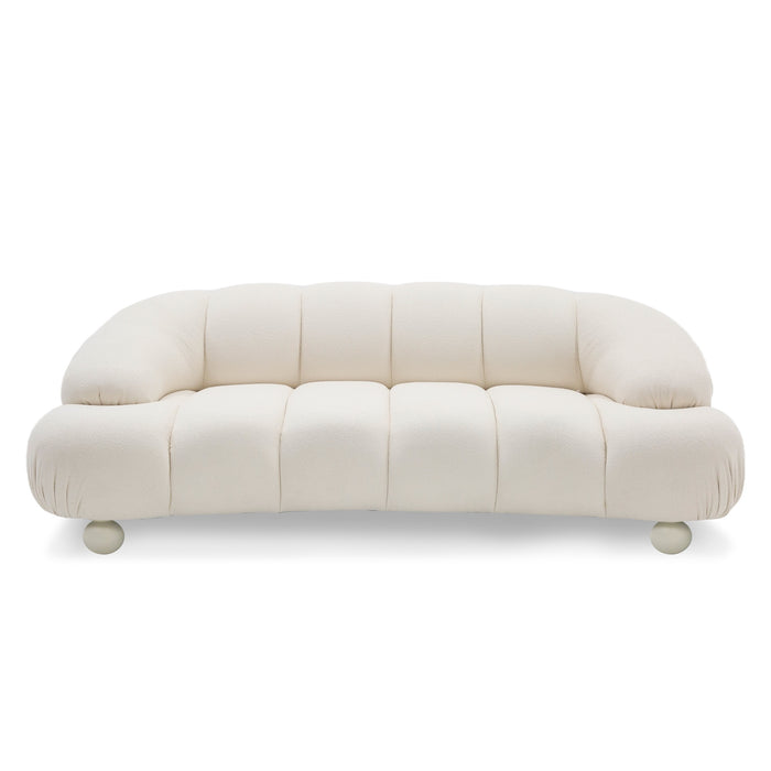 Duran - Contemporary White Fabric Loveseat Sofa