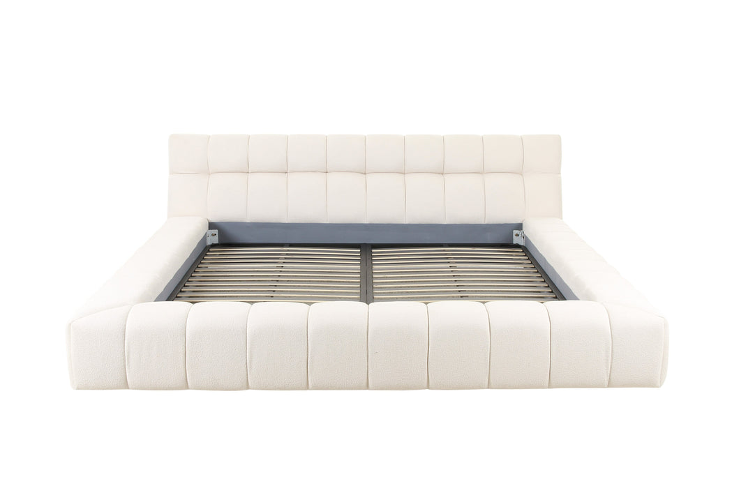 Tyree - Modern Tufted Off-White Fabric Bed-eastern