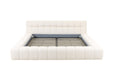 Tyree - Modern Tufted Off-White Fabric Bed-eastern