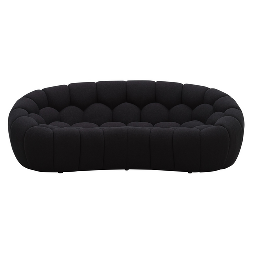 Yolonda - Modern Curved Black Fabric Loveseat
