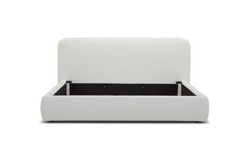 Eastern King Liam - Modern Ivory Fabric Upholstered Bed