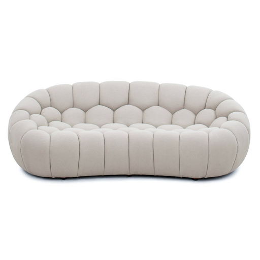 Yolonda - Modern Curved Beige Fabric Loveseat