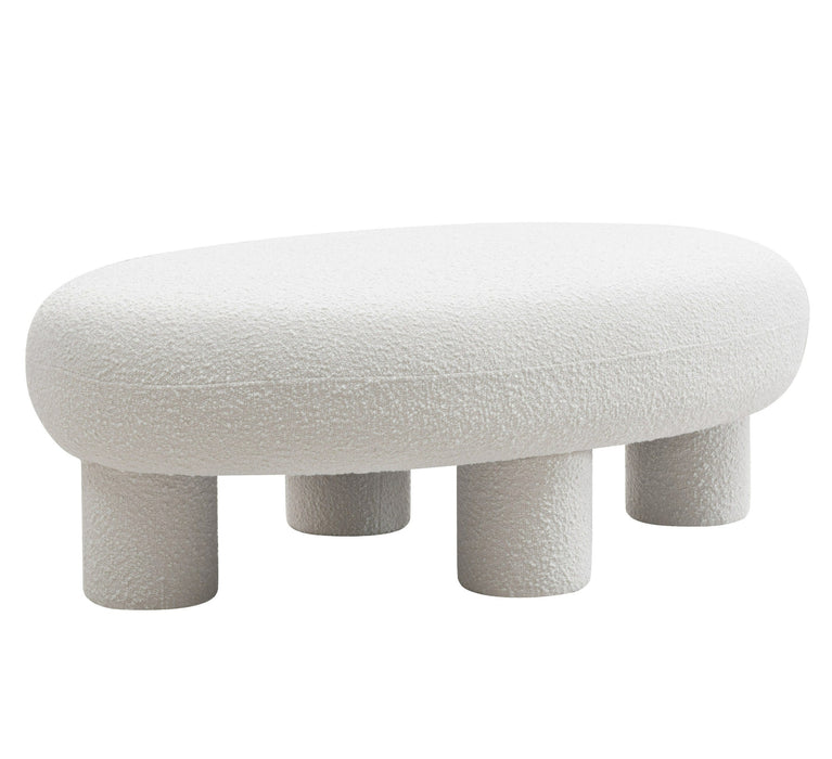 Gaynes - Modern Off-White Fabric Bench