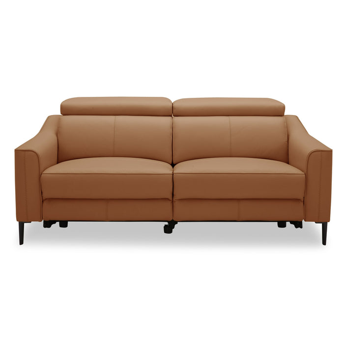 Eden - Modern Camel Leather Loveseat With 2 Recliners