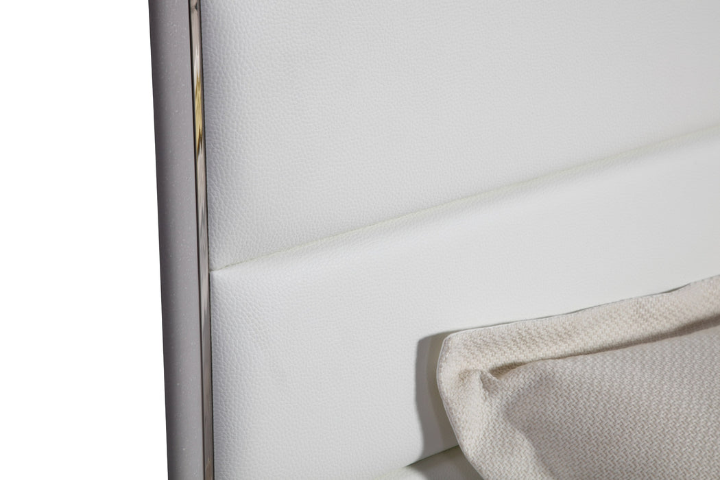 Cartier - Modern White Vegan Leather + Stainless Steel Bed