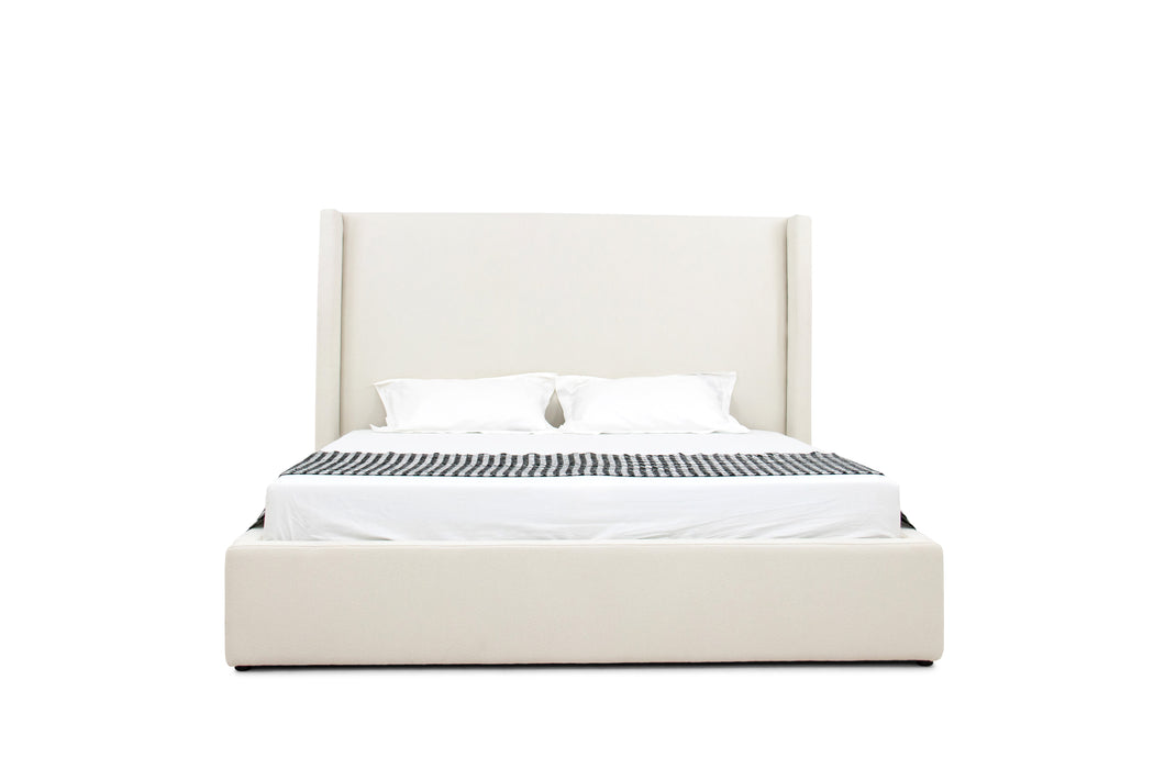 Eastern King Byrne - Modern Off White Fabric Bed