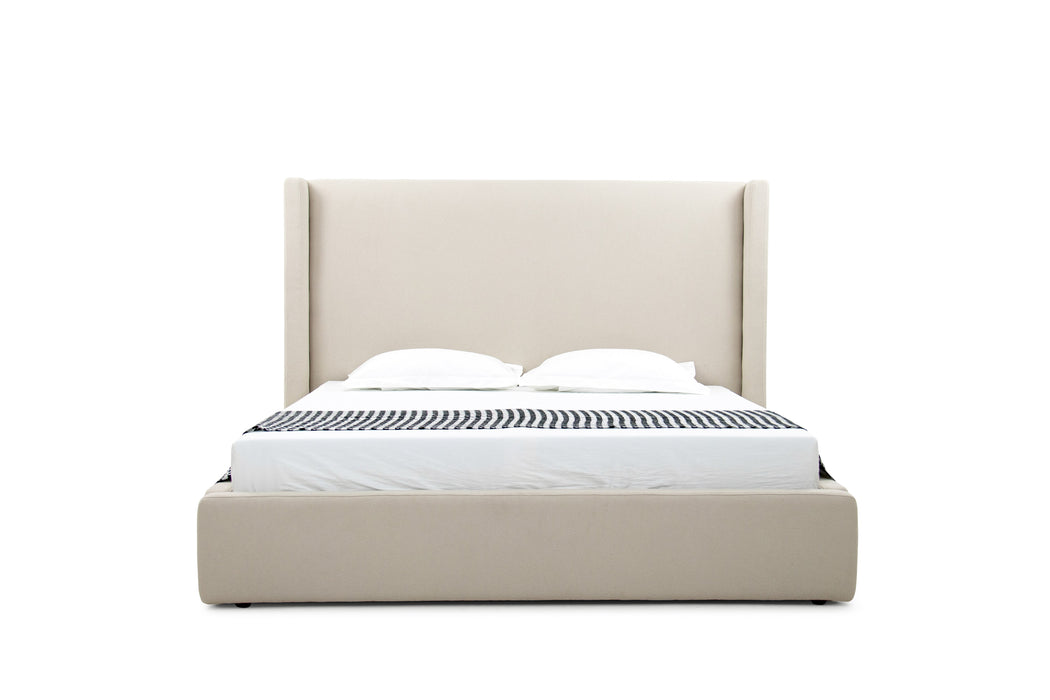 Queen Byrne - Modern Beige Fabric Bed