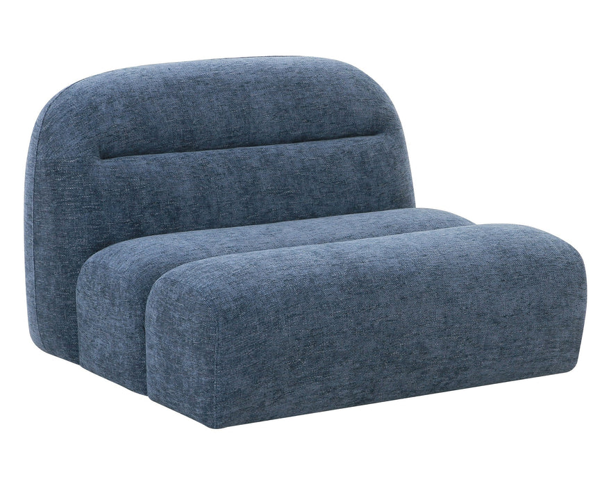 Forman - Modern Blue Fabric Modular Armless Sectional Seat