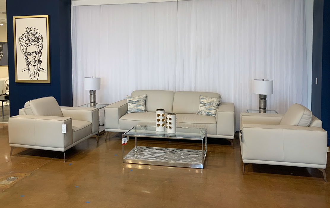 Soho - Contemporary Italian Light Grey Leather Sofa