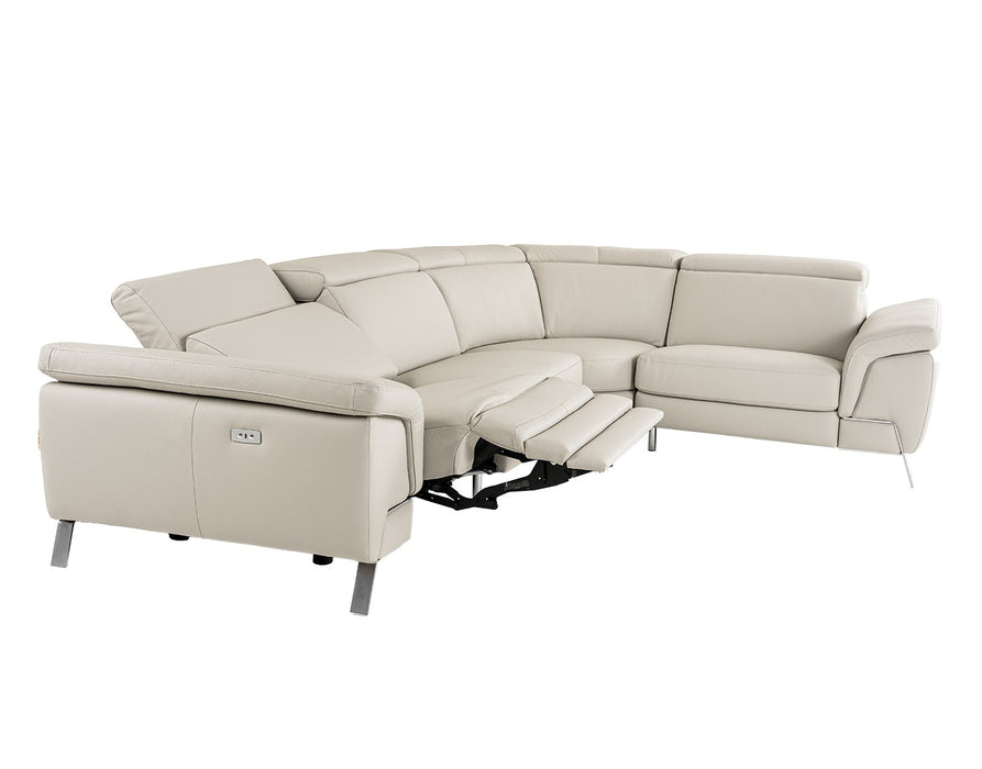 Mini Wonder - Italian Modern Grey Leather Sectional Sofa with Left Facing Recliner