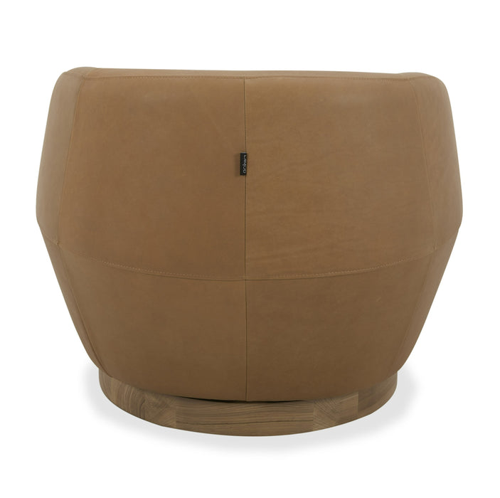 Agatha - Modern Tan Leather Swivel Accent Chair