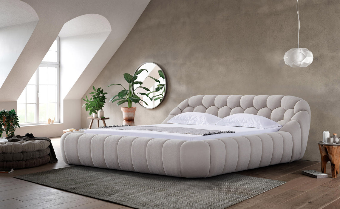 Eastern King Yolonda - Modern Beige Fabric Bed