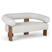 Aledo - Modern Off-White Fabric + Oak Loveseat