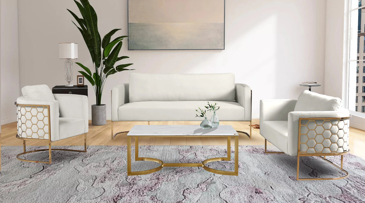 Casa Cream Velvet Loveseat