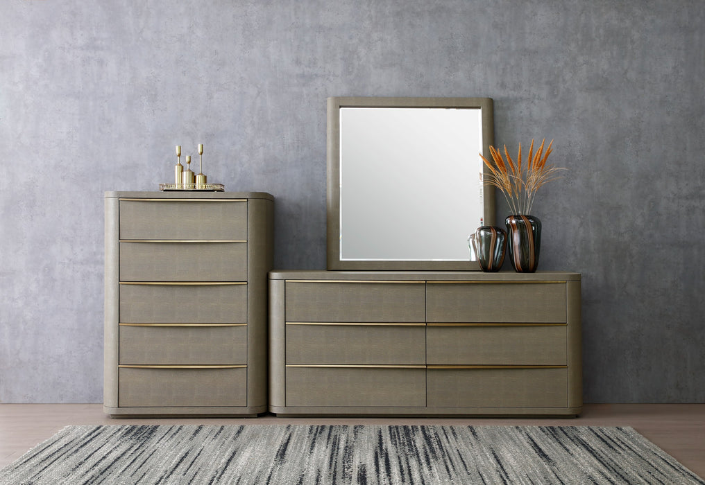 Lois - Modern Beige Shagreen Mirror