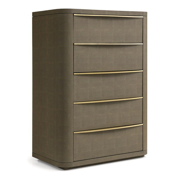 Lois - Modern Beige Shagreen + Brass Chest