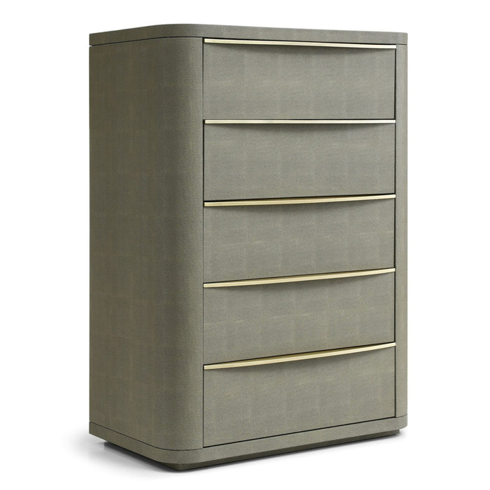 Lois - Modern Beige Shagreen + Brass Chest