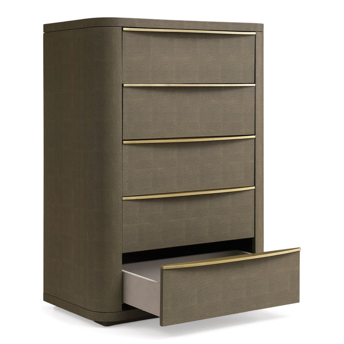 Lois - Modern Beige Shagreen + Brass Chest