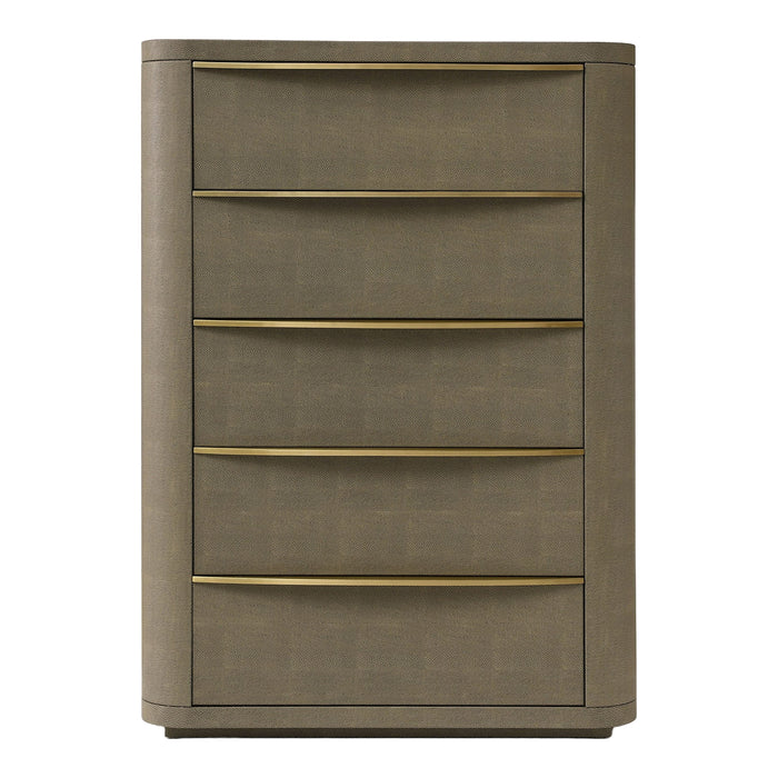 Lois - Modern Beige Shagreen + Brass Chest