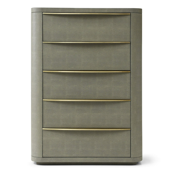 Lois - Modern Beige Shagreen + Brass Chest