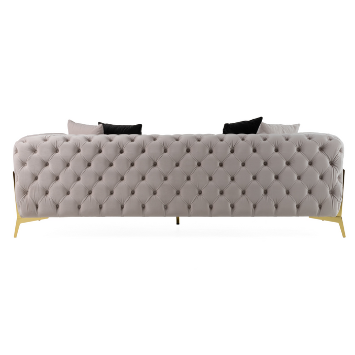 Clarice - Transitional Light Beige Velvet Sofa