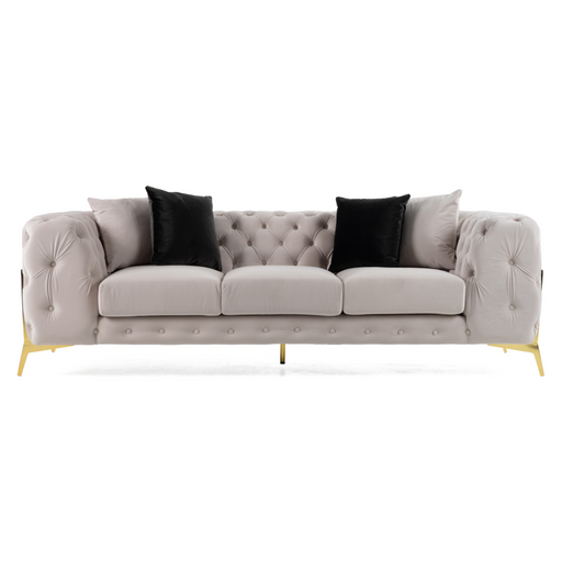 Clarice - Transitional Light Beige Velvet Sofa